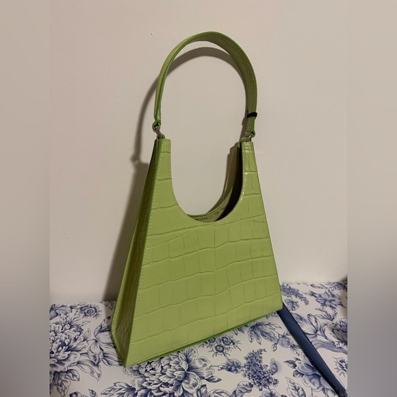 STAUD Lime Green Croc-Embossed Shoulder Bag - Picture 2 of 4